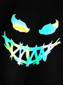 Toddler Boys Reflective Cartoon Graphic Hooded Jacket - Black - View 8