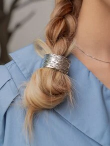 DAZY Goma para pelo rectángulo - Plateado - Ver 2