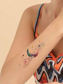 1sheet Moon Pattern Tattoo Sticker - Multicolor - View 1