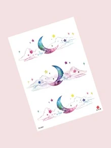 1sheet Moon Pattern Tattoo Sticker - Multicolor - View 3