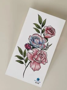 1個美麗的花紋刺青貼紙,適用於全臂或全身 - 彩色 - 查看 2