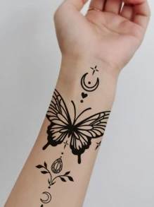 3 hình xăm dán hoa - màu đen - Xem 4