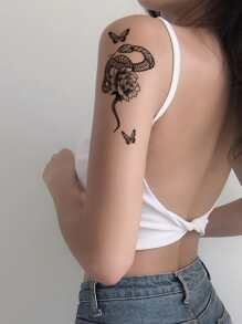 1sheet Floral & Snake Pattern Tattoo Sticker