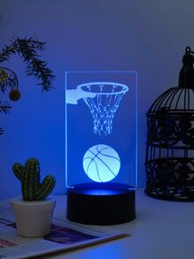1pc Touch Control 7 Colors Basketball Themed 3d Night Light & Basketball Atmosphere Gift Lamp - Multicolor - View 1