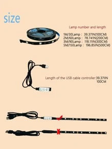 1入組1m/2m/3m/5m帶有30/60/90/150個led和3按鈕開關的彩色rgb燈串,適用於房間裝飾、派對裝飾（不包括遙控器）