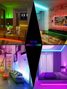 1入組1m/2m/3m/5m帶有30/60/90/150個led和3按鈕開關的彩色rgb燈串,適用於房間裝飾、派對裝飾（不包括遙控器）