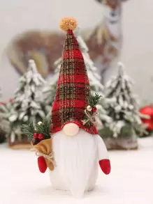 1入組格紋圖案小矮人裝飾用品 - 彩色 - 查看 1