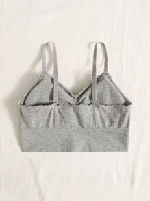 Sujetador fruncido ribete con encaje - Gris - Ver 2