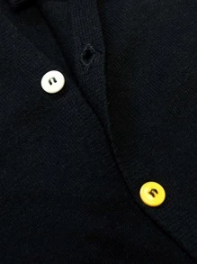 SOLOCOTE Niños Cárdigan con botón delantero - Negro - Ver 5