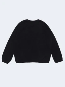 SOLOCOTE Niños Cárdigan con botón delantero - Negro - Ver 2