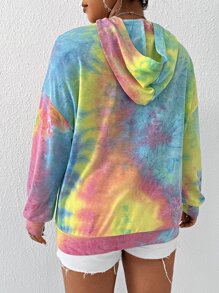 Flirla Plus Size Tie Dye Drop Shoulder Sweatshirt - Multicolor - View 2