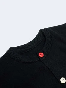 SOLOCOTE Niños Cárdigan con botón delantero - Negro - Ver 6