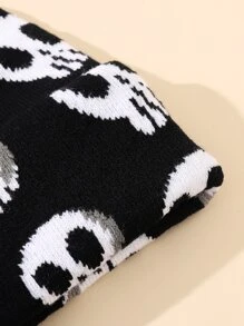 骷髏圖案豆豆帽 - 黑與白 - 查看 3