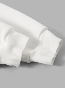 SHEIN EZwear Áo nỉ Thêu Chữ Thả vai - trắng - Xem 5