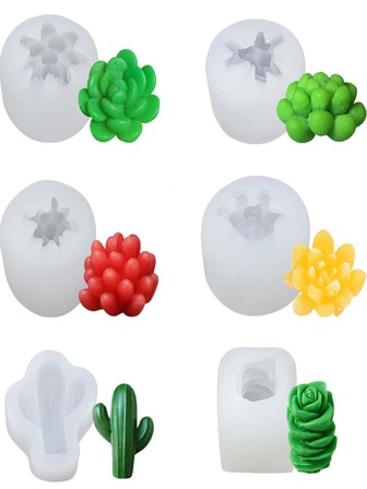 6入組多肉植物設計DIY矽膠模具