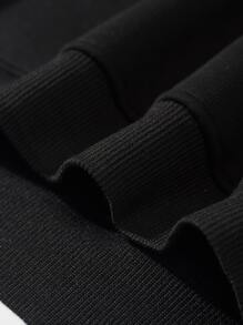 Manfinity Men Mountain & Slogan Graphic Kangaroo Pocket Drawstring Thermal Hoodie - Black - View 6