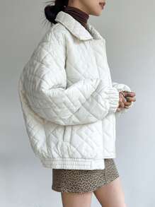 DAZY 冬季纽扣前落肩绗缝厚外套