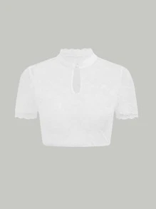 SHEINNeu Top corto pizzo a contrasto scollo con apertura