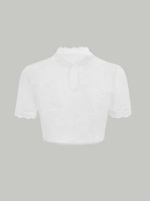 SHEINNeu Top corto pizzo a contrasto scollo con apertura