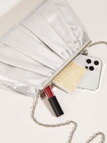 豪華晚餐包，迷人，優雅，精緻，安靜奢華金屬鏈條褶皺包，適合女士，女士，派對女孩，新娘，適合派對，婚禮，舞會，晚餐/宴會，晚餐/宴會，送給女媽媽老師的最佳禮物朋友伴娘