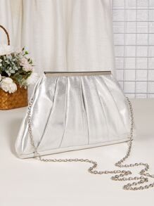 豪華晚餐包，迷人，優雅，精緻，安靜奢華金屬鏈條褶皺包，適合女士，女士，派對女孩，新娘，適合派對，婚禮，舞會，晚餐/宴會，晚餐/宴會，送給女媽媽老師的最佳禮物朋友伴娘
