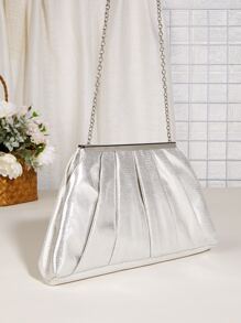 豪華晚餐包，迷人，優雅，精緻，安靜奢華金屬鏈條褶皺包，適合女士，女士，派對女孩，新娘，適合派對，婚禮，舞會，晚餐/宴會，晚餐/宴會，送給女媽媽老師的最佳禮物朋友伴娘