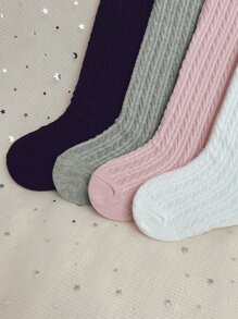 4雙女孩實色甜美風襪子,適合戶外活動 - 彩色 - 查看 4