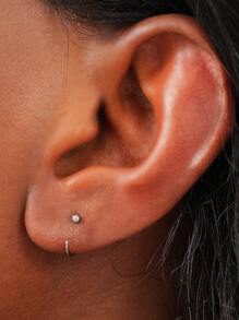 Bông tai bóng trang trí Cuff Hoop - Bạc - Xem 1