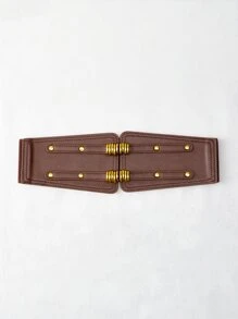 MOTF PREMIUM STUDDED DECOR SYMMETRICAL BUCKLE BELT - Brown - View 2