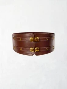 MOTF PREMIUM STUDDED DECOR SYMMETRICAL BUCKLE BELT - Brown - View 5