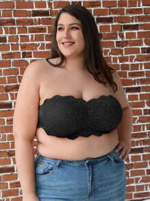 Sujetador con encaje floral fruncido inalámbrico tubo - Negro - Ver 1