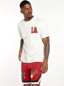 Manfinity RebelGame Men Letter Graphic Tee & Drawstring Waist Shorts Set - Red - View 6