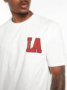 Manfinity RebelGame Men Letter Graphic Tee & Drawstring Waist Shorts Set - Red - View 7