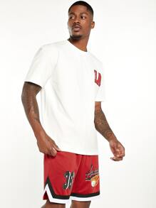 Manfinity RebelGame Men Letter Graphic Tee & Drawstring Waist Shorts Set - Red - View 8