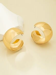 極簡風格開口耳環 - 金黃色 - 查看 2