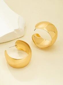 極簡風格開口耳環 - 金黃色 - 查看 3