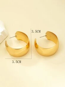 極簡風格開口耳環 - 金黃色 - 查看 4
