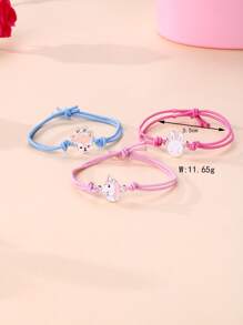 3 piezas/set de dijes de animales de aleación de Zinc para niñas, rosa y blanco, pulseras de amistad trenzadas de poliéster encerado multicolor para uso diario - Multicolor - Ver 5