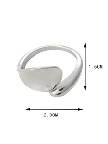 JOJELOO Teardrop Open Ring, Smooth Surface, Fashion Jewelry, Wedding/Engagement Ring, Romantic, Versatile, Gift For Friends - Silver - View 3