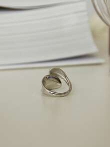 JOJELOO Teardrop Open Ring, Smooth Surface, Fashion Jewelry, Wedding/Engagement Ring, Romantic, Versatile, Gift For Friends - Silver - View 5