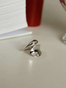 JOJELOO Teardrop Open Ring, Smooth Surface, Fashion Jewelry, Wedding/Engagement Ring, Romantic, Versatile, Gift For Friends - Silver - View 6