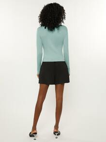 SHEIN BASICS Sọc Phù hợp Tay áo dài Áo thun - màu xanh lá - Xem 3