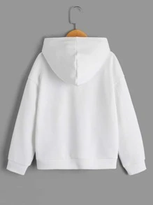 Tween Girl Cartoon Graphic Drop Shoulder Sweatshirt - White - View 2