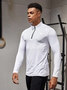 Manfinity Fitness 男友风男士反光闪电印花运动夹克健身上衣运动夹克 - 白色 - 查看 3