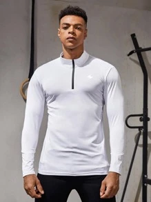 Manfinity Fitness 男友风男士反光闪电印花运动夹克健身上衣运动夹克 - 白色 - 查看 5