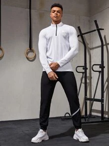 Manfinity Fitness 男友风男士反光闪电印花运动夹克健身上衣运动夹克 - 白色 - 查看 6