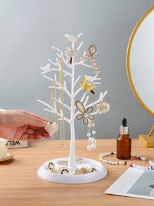 WHICHLIFE 1pc Plastic White Bird Tree Shaped Jewelry Display Stand, Height 30cm - White - View 3
