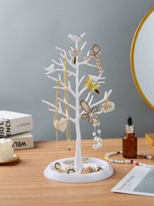 WHICHLIFE 1pc Plastic White Bird Tree Shaped Jewelry Display Stand, Height 30cm - White - View 4