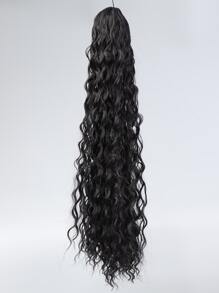 Phần mở rộng tóc tổng hợp kiểu đuôi ngựa dài xoăn - màu đen - Xem 5