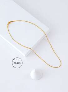 Minimalist Metal Necklace - Yellow Gold - View 4